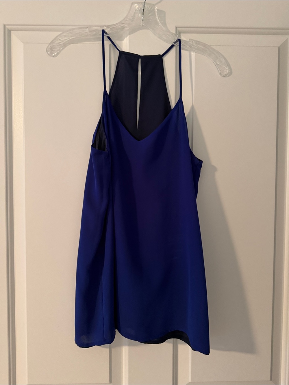 Sleeveless Royal Blue Spaghetti Strap Cami with V-Neck